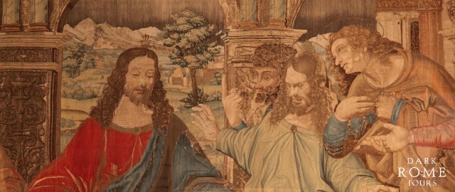 A tapestry of da Vinci's Last Supper, created by Raphael and his pupils in the Pinacoteca
