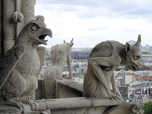 Gargoyles at Notre Dame in Paris.