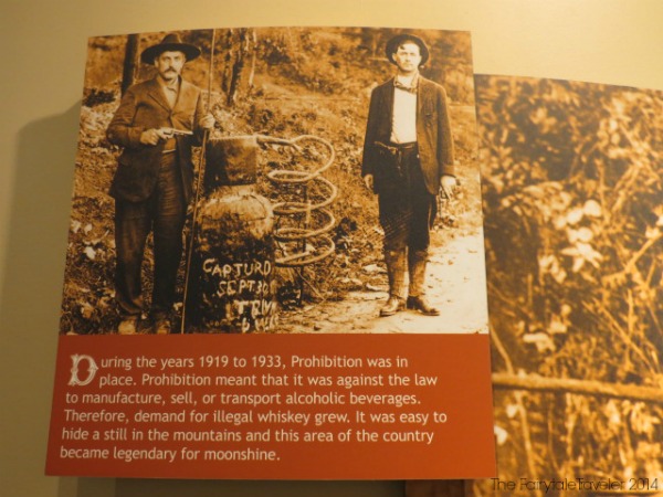 At the Oconaluftee Visitor Center there is a great exhibit on mountain life and its industry, including moonshining.