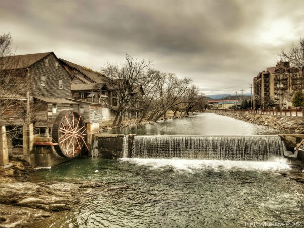 The back of the Old Mill in Pigeon Forge, TN. This looks like it is from a 100 years ago, but it was taken in January! That's how these parts are...