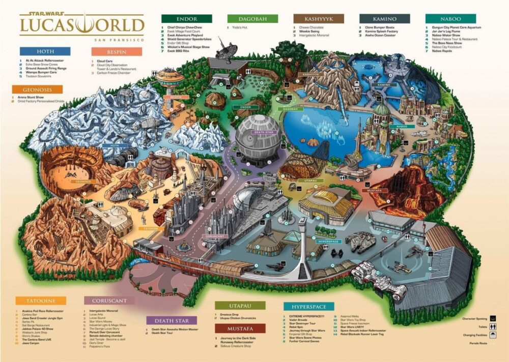 Star Wars Lucas World theme park map