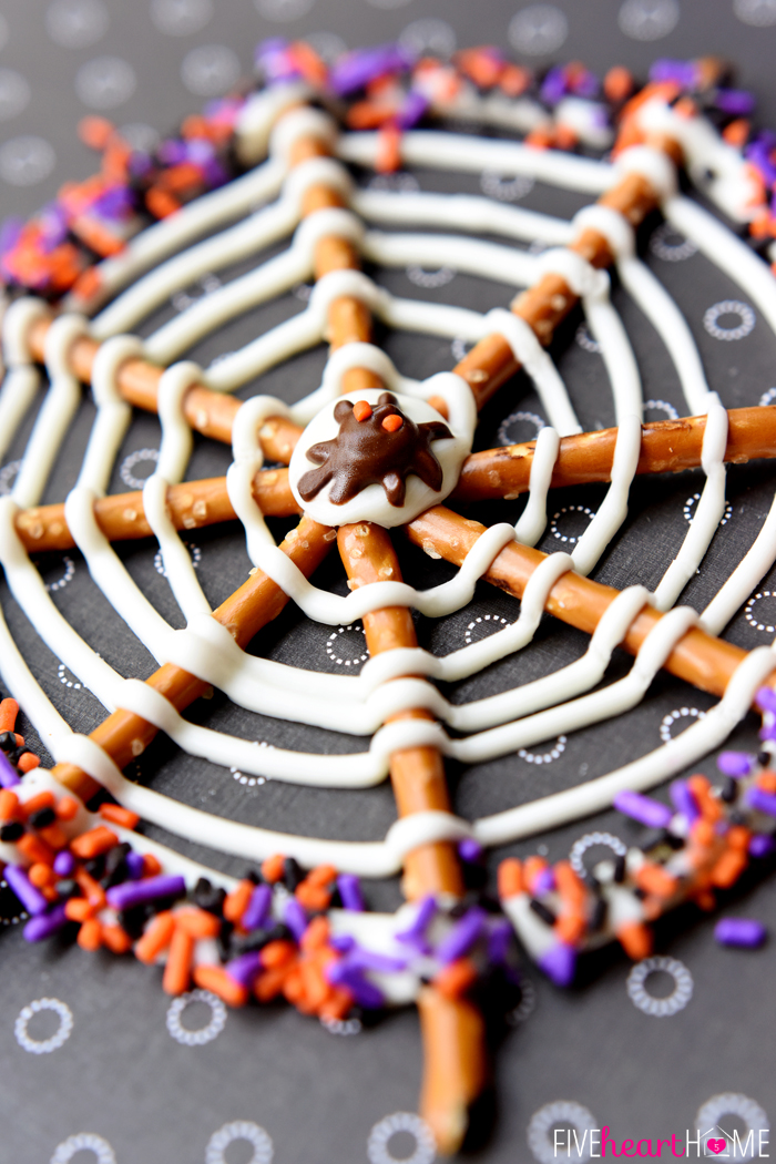 Halloween Recipes Pretzel Candy Spiderwebs 