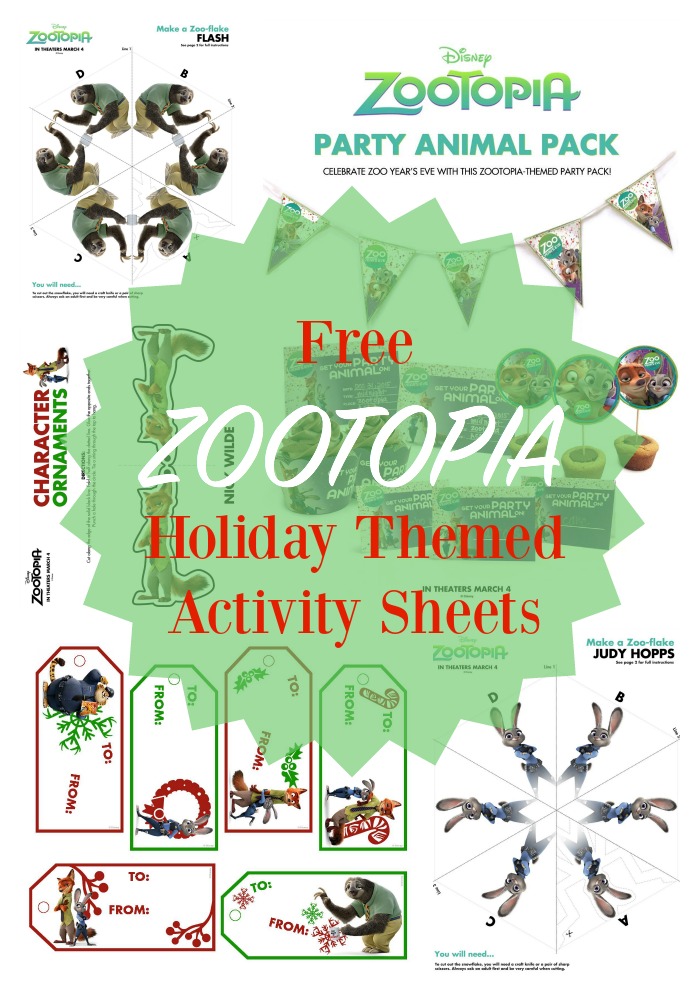 ZOOTOPIA Holiday Themed Activity Sheets