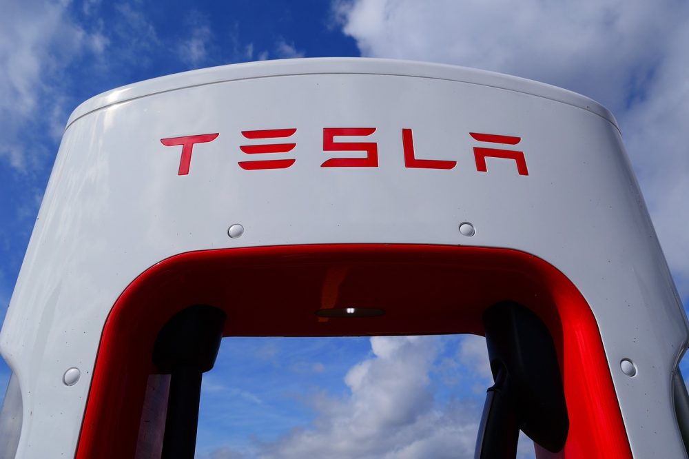 Tesla charging station sign
