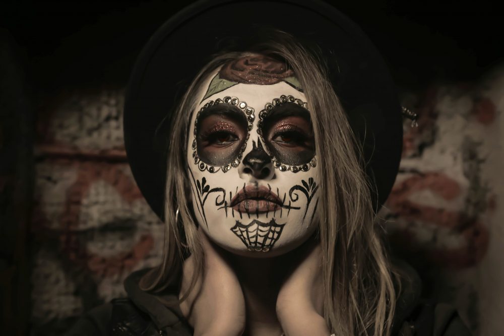 woman with sugar skull make up
