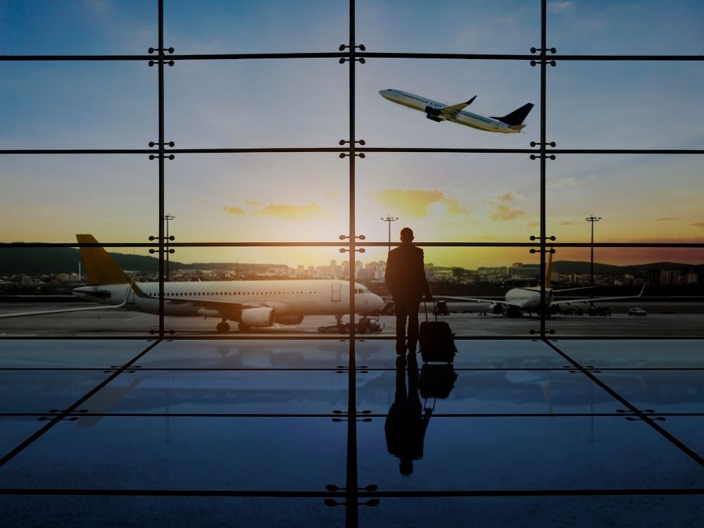 business travel, business meeting, airplane, travel, businesswoman, businessman, city