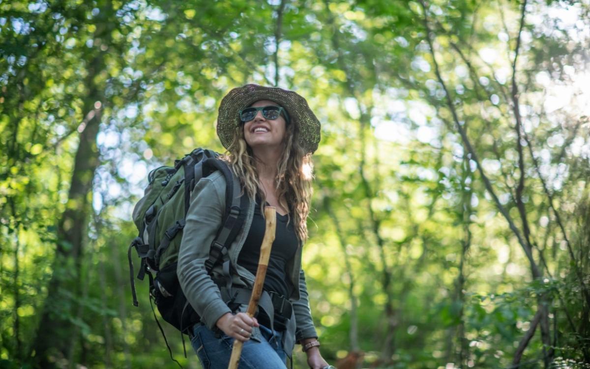 woman hiking, weekend getaway, cheap getaway