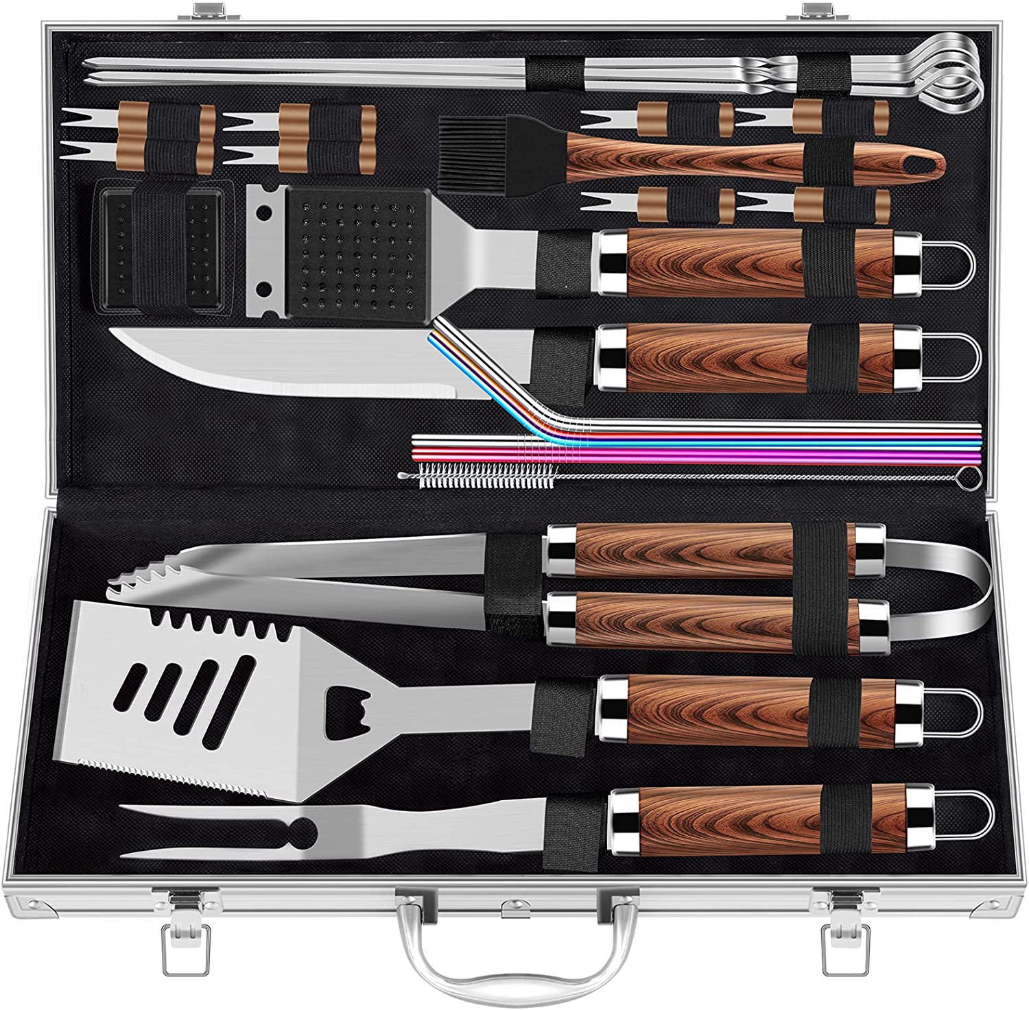 25pcs Extra Thick Stainless Steel Grill Tool Set, Father's Day Gift Guide 2022,